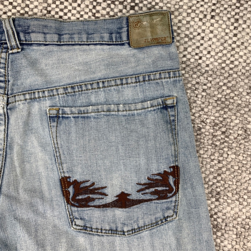 Flypaper Denim Shorts Mens 36 Light Wash Blue Baggy Skater Y2K Streetwear